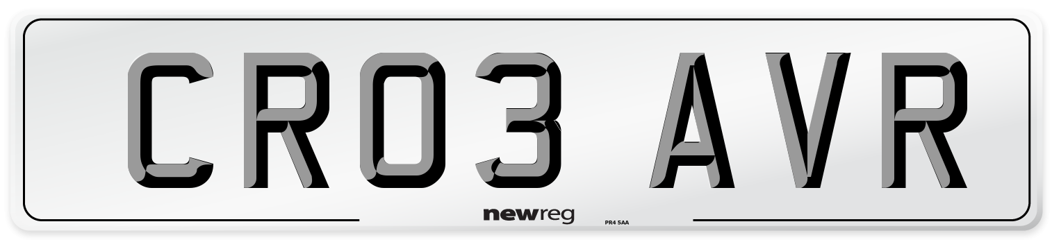 CR03 AVR Number Plate from New Reg